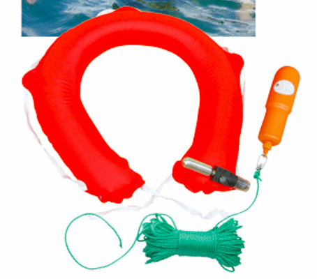 Throw Over Water Rescue 0.6kg Inflatable Lifebuoy Horseshoe Life Ring With Rescue Rope