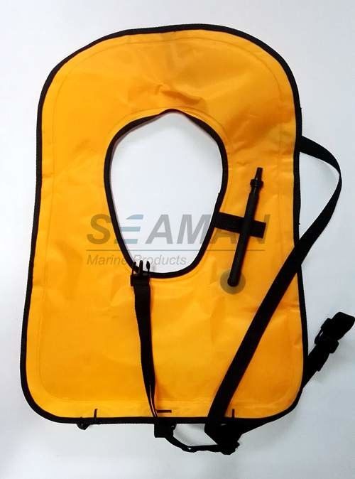 Neon Yellow Free Diving Inflatable Life Vests Buoyancy Snorkel Vest